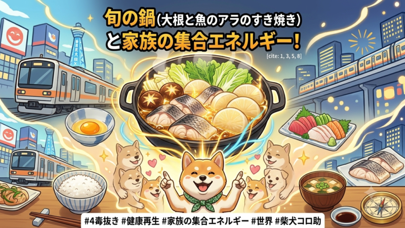 家族の集合エネルギー！と旬の鍋（大根と魚のアラのすき焼き）