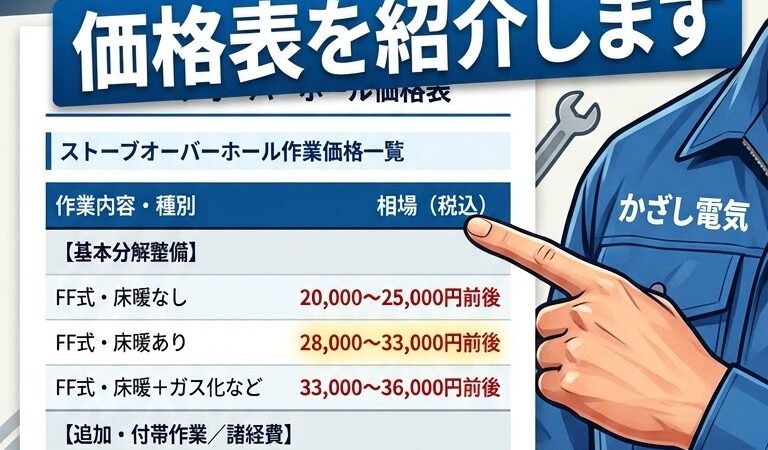ストーブの掃除は北海道 苫小牧市のかざし電気へ!