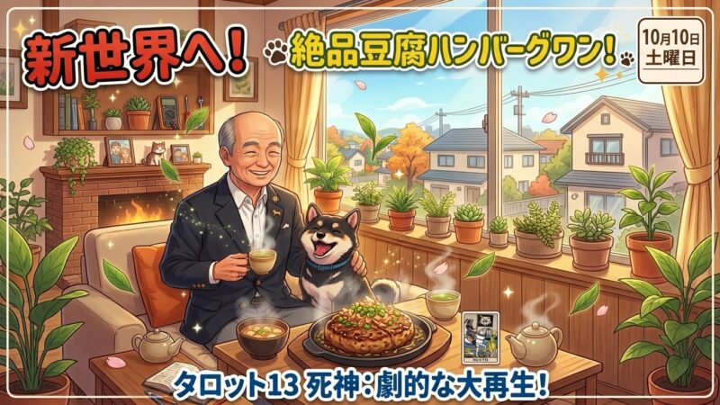 電気屋もっちゃんブログ10/10 土曜日!絶品豆腐ハンバーグと「13:死神」が告げる新世界へワン🐾