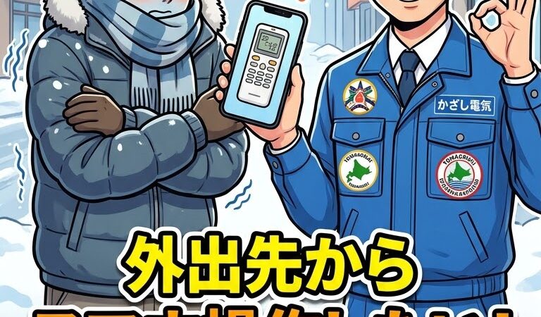 寒い冬!外出先からエアコンを操作したいですね!他店で買ったエアコンもお気軽にご相談ください。北海道苫小牧市、かざし電気