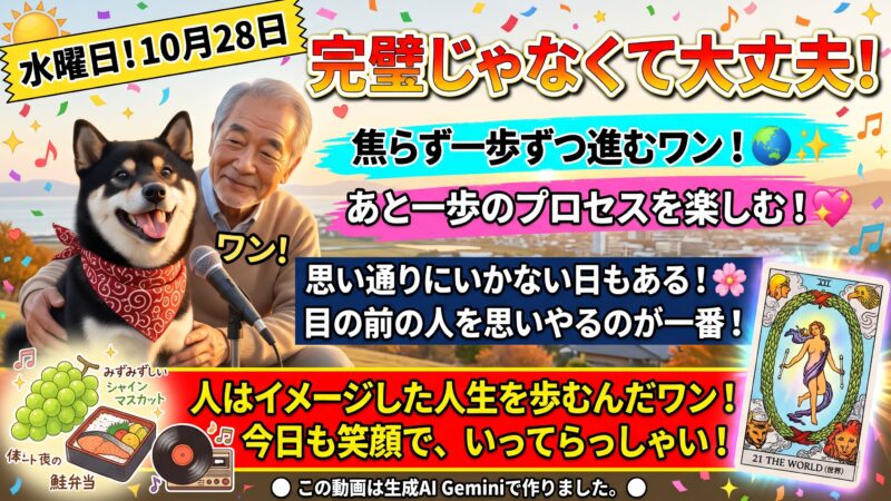 電気屋コロ助ブログ　10月28日！10月28日水曜日！「21：世界（逆位置）」完璧じゃなくて大丈夫！焦らず優しい歩幅で一歩ずつ進むワン🐾🌍✨